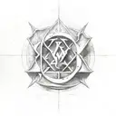 The word “Necronomicon” written in fine line old English font  circle, with the “N” being both the first and last letter tattoo design idea