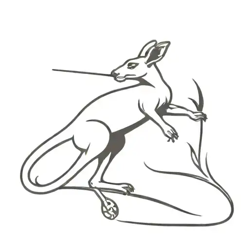 kangaroo skating on a boomerang and smoking a cigarette tattoo design idea