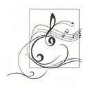 A musical note transforming into a wave crashing on the shore tattoo design idea