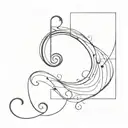 A musical note transforming into a wave crashing on the shore tattoo design idea