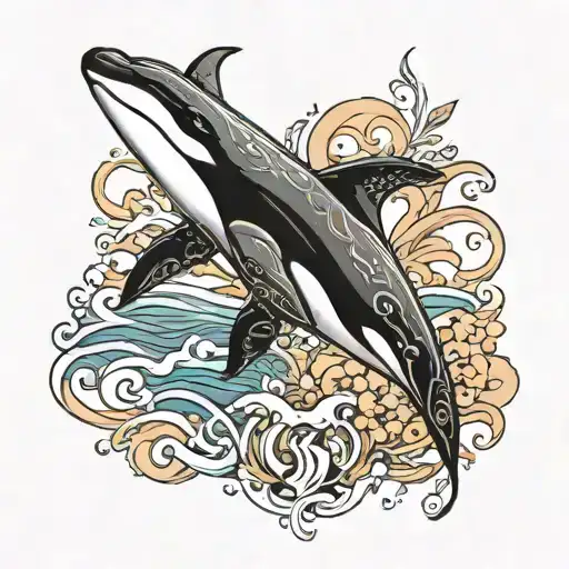 just black tatto with an orca out of fine lines whom ng an sharkis chaisi tattoo design idea