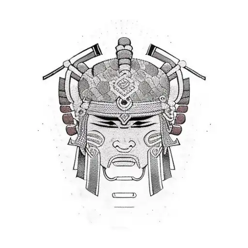 Samurai with traditional headwear, and Aztec With traditional headwear  tattoo design idea