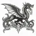 welsh dragon surrounded by welsh ambulance service crest  tattoo design idea