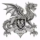 welsh dragon surrounded by welsh ambulance service crest  tattoo design idea