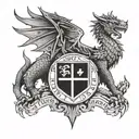 welsh dragon surrounded by welsh ambulance service crest  tattoo design idea