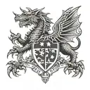 welsh dragon surrounded by welsh ambulance service crest  tattoo design idea