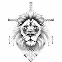 lion with crosses mark 9:23 tattoo design idea
