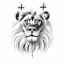 lion with crosses mark 9:23 tattoo design idea
