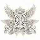 cross,wings,lions, bible,aztec  tattoo design idea