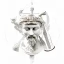 A statue from antiquity that carries in its hands a hammer and a chisel with which it chisels on itself. Also on the sho tattoo design idea