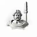 A statue from antiquity that carries in its hands a hammer and a chisel with which it chisels on itself. Also on the sho tattoo design idea