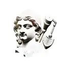 A statue from antiquity that carries in its hands a hammer and a chisel with which it chisels on itself. Also on the sho tattoo design idea