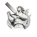 A statue from antiquity that carries in its hands a hammer and a chisel with which it chisels on itself. Also on the sho tattoo design idea