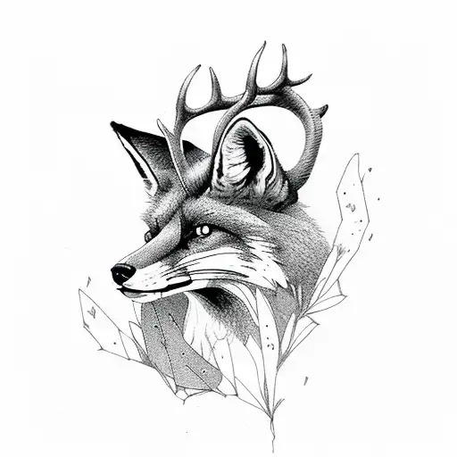 Fox and Stag tattoo design idea