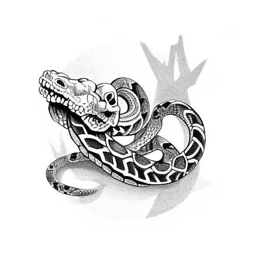 Dancing Skeletons and snakes tattoo design idea