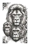 lion and gorilla face tattoo design idea