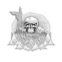 grateful dead stealie with mountains instead of lightning bolt tattoo design idea
