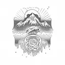 grateful dead stealie with mountains instead of lightning bolt tattoo design idea