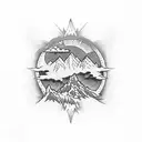 grateful dead stealie with mountains instead of lightning bolt tattoo design idea