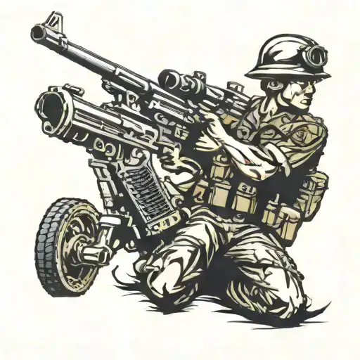 marine corps machine gunner symbol incorporated tattoo design idea