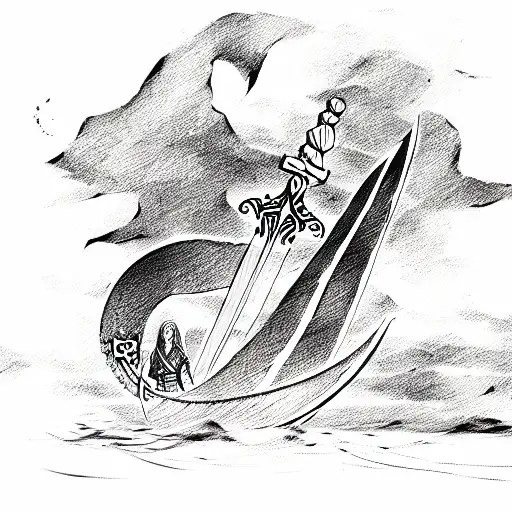 viking, ship, sea, axe, Odin, raven, ragnar tattoo design idea