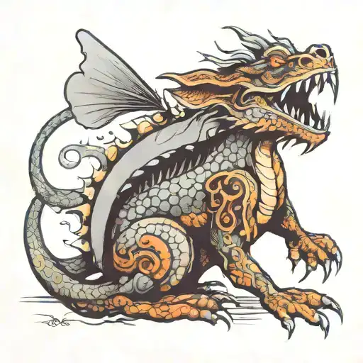 animal with the head of a dragon and the body of a rabbit tattoo design idea