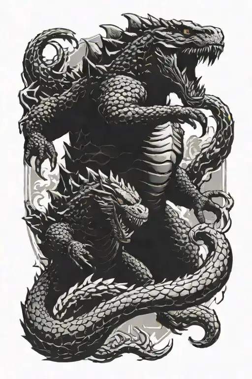 Godzilla vs king tattoo design idea