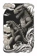 Godzilla vs king tattoo design idea