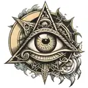 illuminati eye, moon tattoo design idea