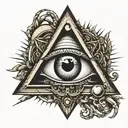 illuminati eye, moon tattoo design idea