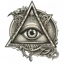 illuminati eye, moon tattoo design idea
