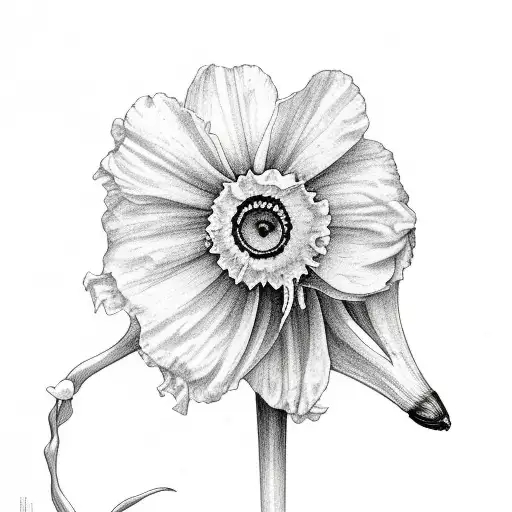scull eating Daffodil tattoo design idea