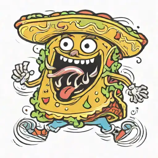 dancing taco saying "Munch, Munch, Munch!" tattoo design idea