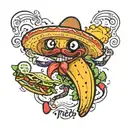 dancing taco with the words RH3 and Munch, Munch, Munch! tattoo design idea