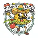 dancing taco with the words RH3 and Munch, Munch, Munch! tattoo design idea