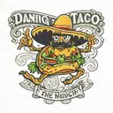 dancing taco with the words RH3 and Munch, Munch, Munch! tattoo design idea