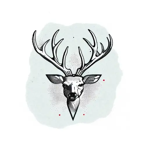 deer antlers with rifle, thumbs up, anchor for back tattoo design idea