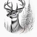 Deer in Forrest  tattoo design idea