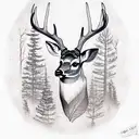 Deer in Forrest  tattoo design idea