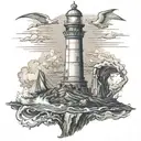 poseidon and lighthouse tattoo design idea