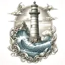 poseidon and lighthouse tattoo design idea