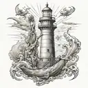 poseidon and lighthouse tattoo design idea