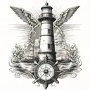 lighthouse and helm tattoo design idea