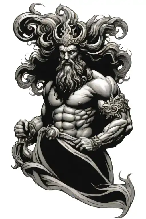 poseidon god tattoo design idea
