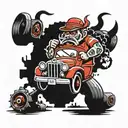 red fink & tow truck tattoo design idea