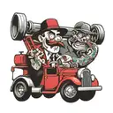 red fink & tow truck tattoo design idea