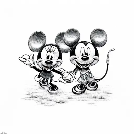 Minnie e Mickey skatista tattoo design idea