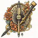 fishingpole on knee with signature incorporated tattoo design idea