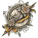 fishingpole on knee with signature incorporated tattoo design idea