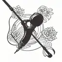 fishing pole with signature incorporated within tattoo design idea